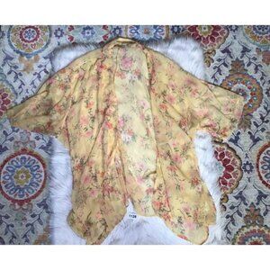 American Eagle Outfitters Kimono Blouse  Women's Floral OS Sheer Swim Cover Up
